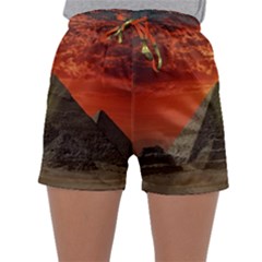 Pyramids Egypt Monument Landmark Sunrise Sunset Egyptian Sleepwear Shorts by Proyonanggan