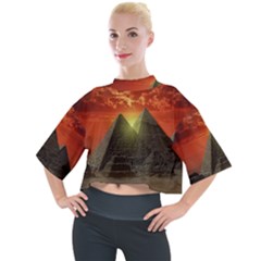 Pyramids Egypt Monument Landmark Sunrise Sunset Egyptian Mock Neck T-shirt by Proyonanggan