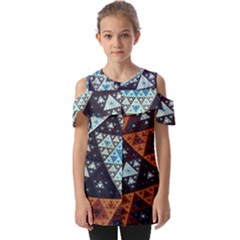 Fractal Triangle Geometric Abstract Pattern Fold Over Open Sleeve Top by Cemarart