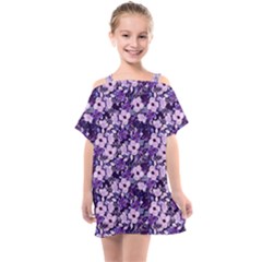 Purple Flowers 001 Purple Flowers 02 Kids  One Piece Chiffon Dress by DinkovaArt