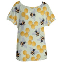 Bees Pattern Honey Bee Bug Honeycomb Honey Beehive Women s Oversized T-shirt by Bedest