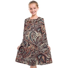 Paisley Print Musical Notes5 Kids  Midi Sailor Dress by RiverRootz