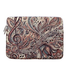 Paisley Print Musical Notes5 14  Vertical Laptop Sleeve Case With Pocket by RiverRootz