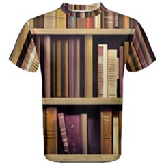 Books Bookshelves Office Fantasy Background Artwork Book Cover Apothecary Book Nook Literature Libra Men s Cotton T-shirt by Posterlux