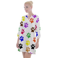 Pawprints Paw Prints Paw Animal Open Neck Shift Dress by Apen