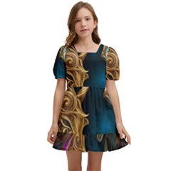 Pattern With Horses Kids  Short Sleeve Dolly Dress by 2607694a