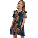 pattern with horses Kids  Frilly Sleeves Pocket Dress View3