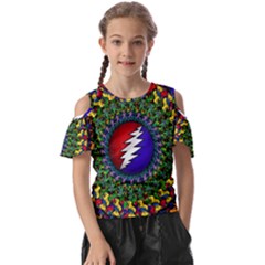 Grateful Dead Bear Pattern Kids  Butterfly Cutout T-shirt by Maspions