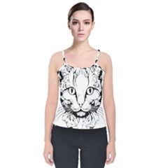 Cat - Artistic Paper Cut Velvet Spaghetti Strap Top by 2607694c