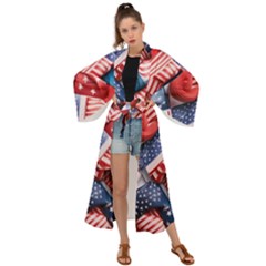 Us Presidential Election Colorful Vibrant Pattern Design  Maxi Kimono by dflcprintsclothing