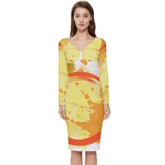 Autumnal Sun Rays, Long Sleeve V-neck Bodycon Dress  by artameybodi