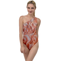 Peach Fuzz Elegant Print Abstract Design To One Side Swimsuit by dflcprintsclothing