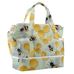 Bees Pattern Honey Bee Bug Honeycomb Honey Beehive Sports Shoulder Bag With Shoes Compartment by Bedest