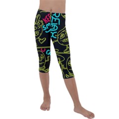 Keep Smiling Doodle Kids  Lightweight Velour Capri Leggings  by Cemarart