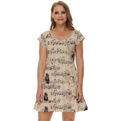 Musical Swirls Ladies Short Sleeve Tiered Mini Dress by RiverRootz