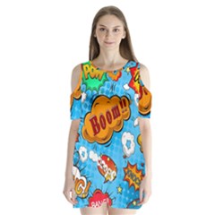 Comical Words Animals Comic Omics Crazy Graffiti Shoulder Cutout Velvet One Piece by Bedest