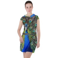 Peacock Bird Feathers Pheasant Nature Animal Texture Pattern Drawstring Hooded Dress by Bedest