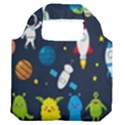 Big Set Cute Astronauts Space Planets Stars Aliens Rockets Ufo Constellations Satellite Moon Rover V Premium Foldable Grocery Recycle Bag View2