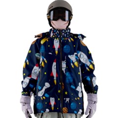 Big Set Cute Astronauts Space Planets Stars Aliens Rockets Ufo Constellations Satellite Moon Rover V Women s Zip Ski And Snowboard Waterproof Breathable Jacket by Bedest