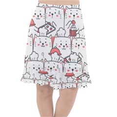 Cute Cat Chef Cooking Seamless Pattern Cartoon Fishtail Chiffon Skirt by Bedest