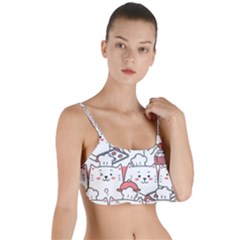 Cute Cat Chef Cooking Seamless Pattern Cartoon Layered Top Bikini Top  by Bedest