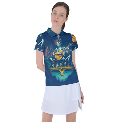 Grateful Dead Singing Skeleton Women s Polo T-shirt by Bedest