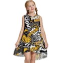 Boom Bang Art Crazy Drawing Graffiti Hello Retro Sayings Yellow Kids  Frill Swing Dress View1