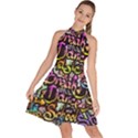 Graffiti Word Seamless Pattern Sleeveless Halter Neck A-Line Dress View1