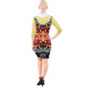 Gelb floral Quarter Sleeve Hood Bodycon Dress View2