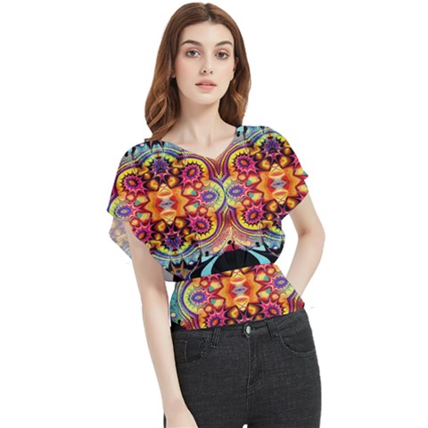 Gelb Floral Butterfly Chiffon Blouse by 2607694c