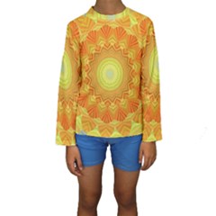 Sunshine Sunny Sun Abstract Yellow Kids  Long Sleeve Swimwear by Ravend