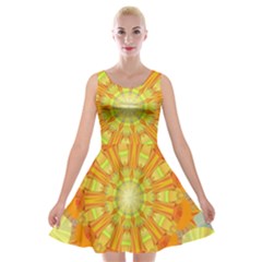 Sunshine-sunny-sun-abstract-yellow - Velvet Skater Dress by Ravend