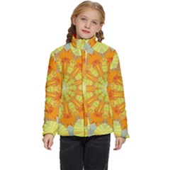 Sunshine-sunny-sun-abstract-yellow - Kids  Puffer Bubble Jacket Coat by Ravend