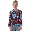 Fractal Triangle Geometric Abstract Pattern Kids  Frill Detail T-Shirt View1