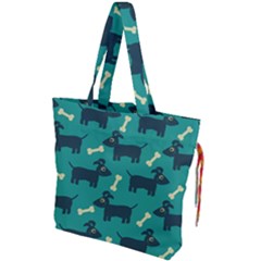 Happy Dogs Animals Pattern Drawstring Tote Bag by Ket1n9