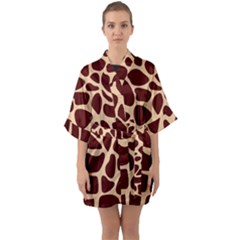 Animal Print Girraf Patterns Half Sleeve Satin Kimono  by Ket1n9