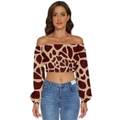 Animal Print Girraf Patterns Long Sleeve Crinkled Weave Crop Top by Ket1n9