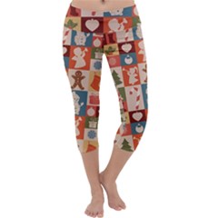 Cute Christmas Seamless Pattern Vector  - Capri Yoga Leggings by Ket1n9