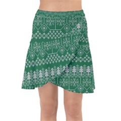 Christmas Knit Digital Wrap Front Skirt by Mariart