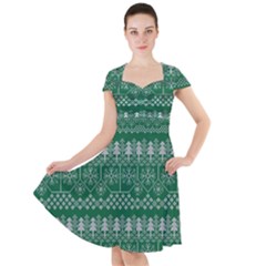 Christmas Knit Digital Cap Sleeve Midi Dress With Pockets by Mariart