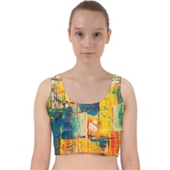 Wall Art Velvet Racer Back Crop Top by Azkajaya