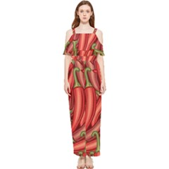 Seamless-chili-pepper-pattern Draped Sleeveless Chiffon Jumpsuit by Ket1n9