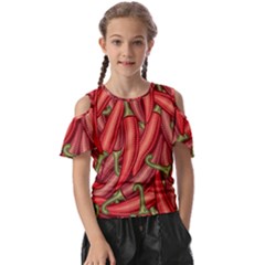 Seamless-chili-pepper-pattern Kids  Butterfly Cutout T-shirt by Ket1n9