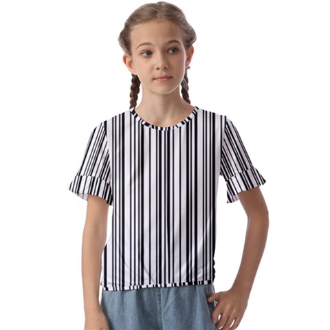 Barcode Pattern Kids  Cuff Sleeve Scrunch Bottom T-shirt by Ket1n9