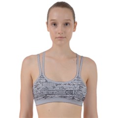 Black And White Hand Drawn Doodles Abstract Pattern Bk Line Them Up Sports Bra by dflcprintsclothing