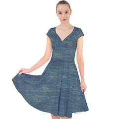 Wooden Wall Cap Sleeve Front Wrap Midi Dress by Azkajaya