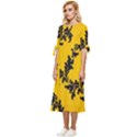 Yellow Regal Filagree Pattern Bow Sleeve Chiffon Midi Dress View2