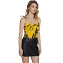 Yellow Regal Filagree Pattern Flowy Camisole Tie Up Top View3