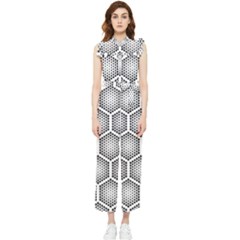 Halftone Tech Hexagons Seamless Pattern Women s Frill Top Chiffon Jumpsuit by Ket1n9