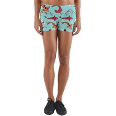 Pattern With Koi Fishes Yoga Shorts by Ket1n9